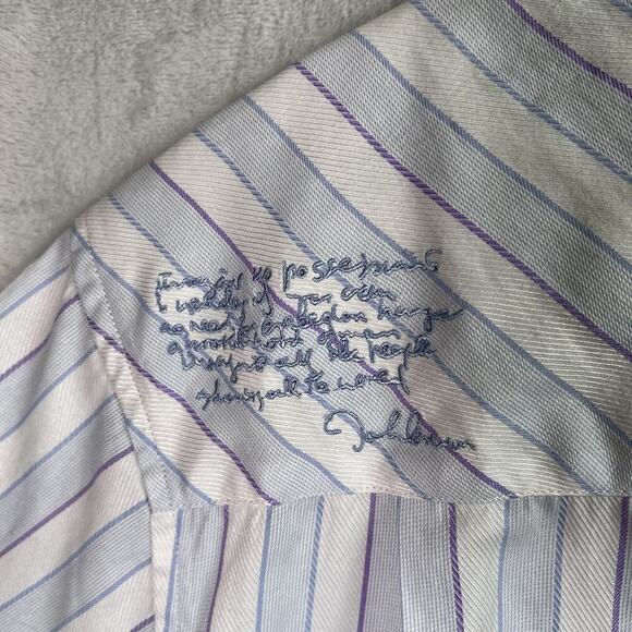 Design Inspired by the Art of John Lennon Shirt Men's XL White/Blue Striped - Picture 14 of 16